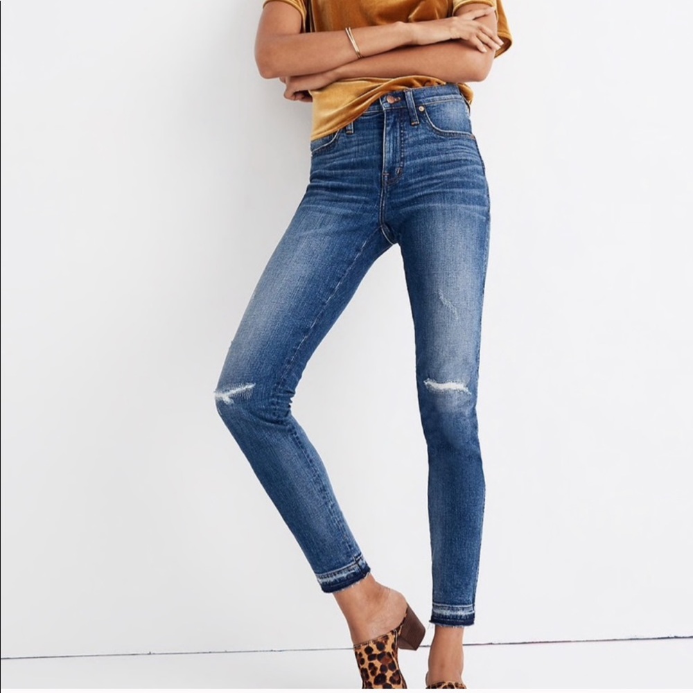 Madewell 9" high-rise rip & repair skinny jeans 35